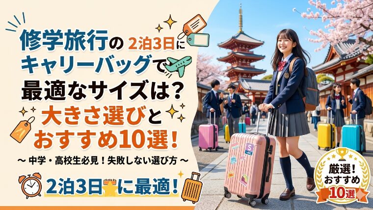 修学旅行のキャリーバッグで2泊3日に最適なサイズは？大きさ選びとおすすすめ10選！