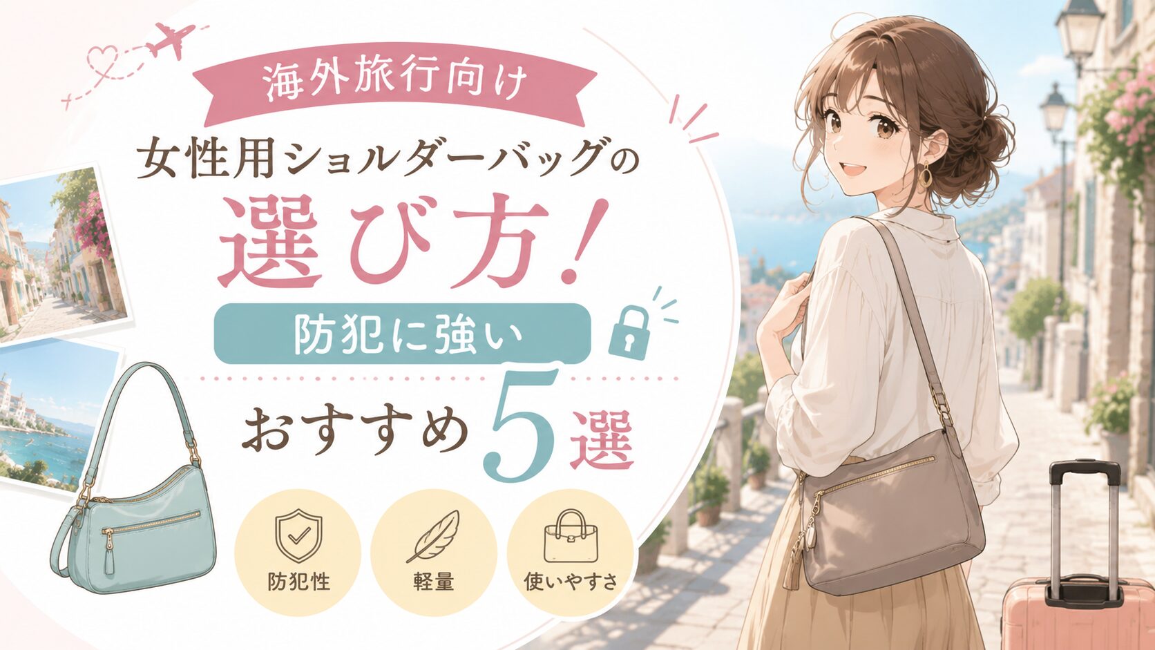 海外旅行 ショルダーバッグ 女性 防犯